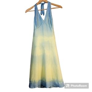 VTG Linen Blend Ombre Tie-dye Halter Dress size 8